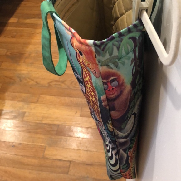 Vintage Clovis Ruffin for Genie - Zoo / Jungle Animal Menagerie Large Tote Bag - Picture 6 of 9